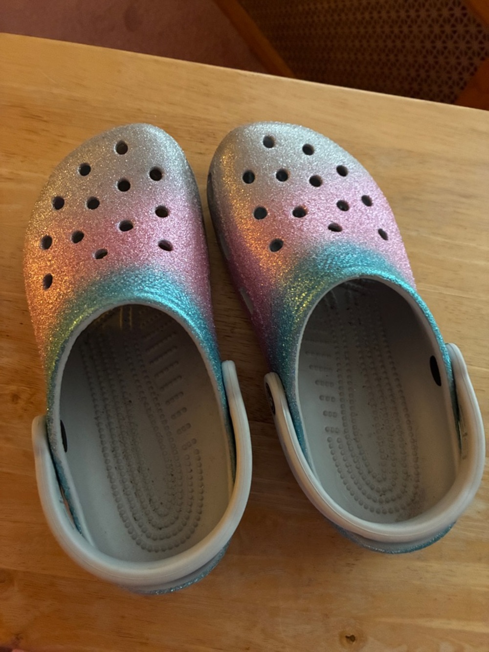 Kids Glitter Ombre Clogs with Heel Strap - Pink & Blue